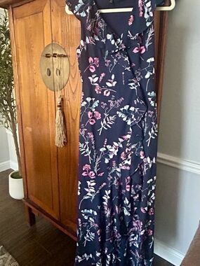 Banana Republic Navy Maxi Dress with Pink & Cream Floral